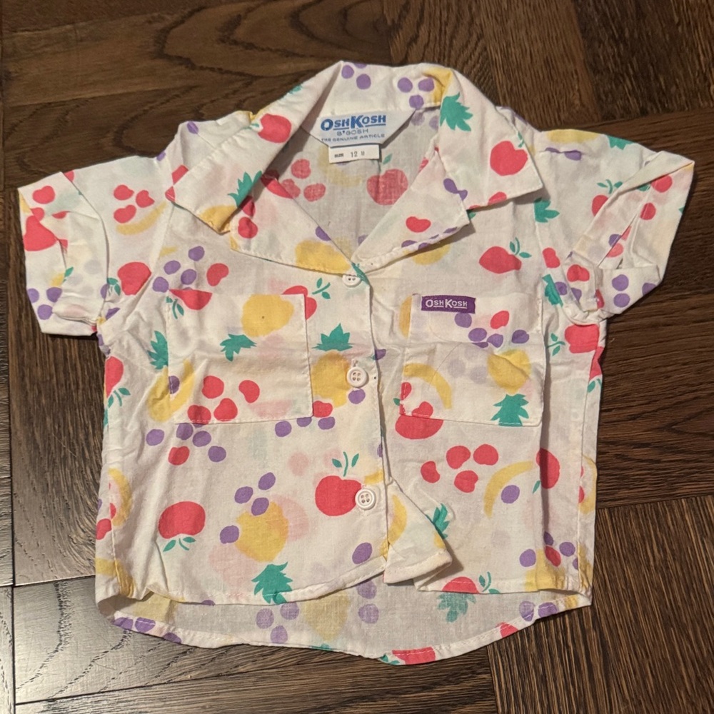 OshKosh B'gosh vintage 12M Kids Colorful Fruit Button Down Shirt